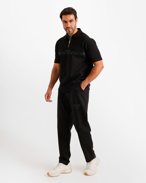 Logo Band Polo & Pants Set - Black | ONZE Egypt