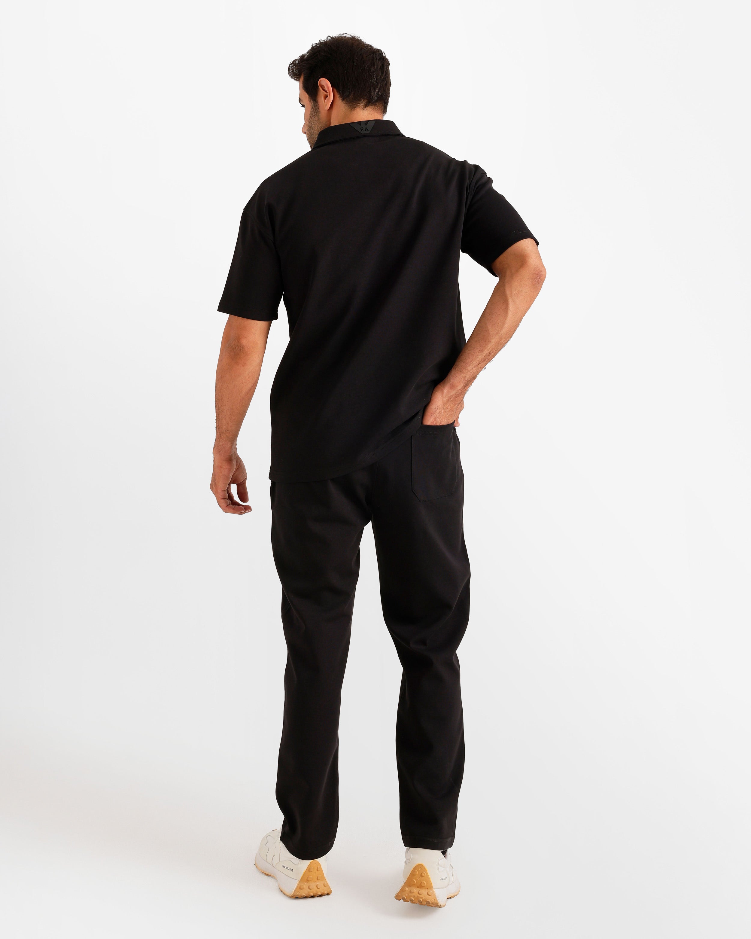 Logo Band Polo & Pants Set - Black | ONZE Egypt