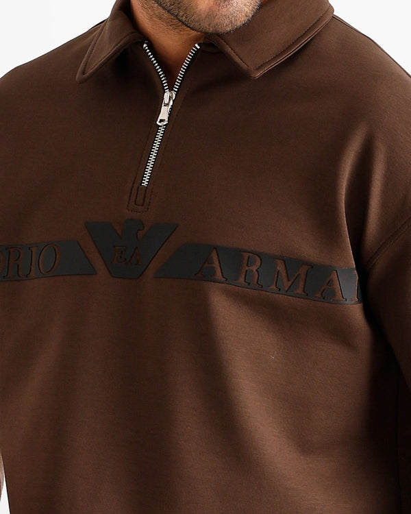 Logo Band Polo & Pants Set - Brown | ONZE Egypt
