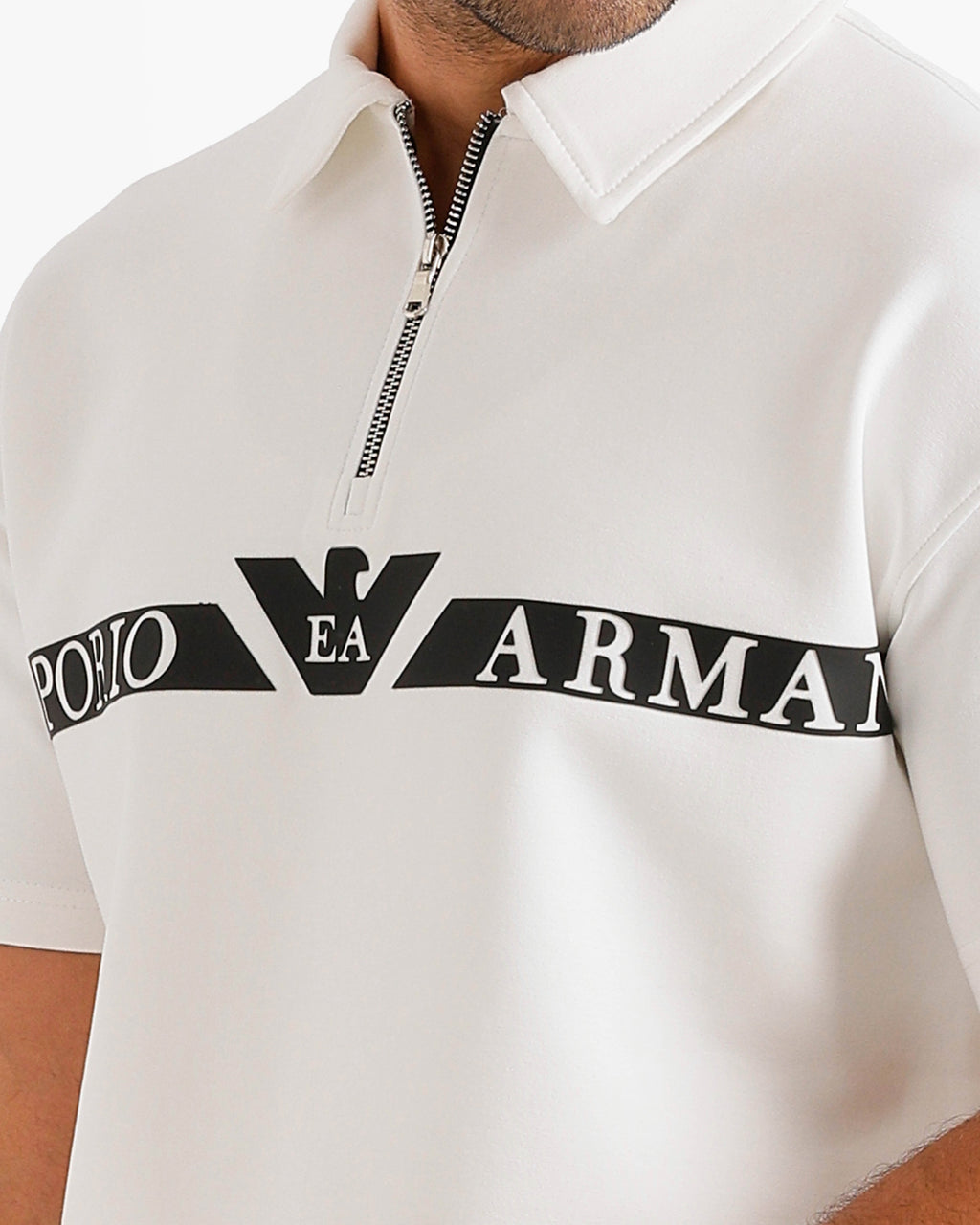 Logo Band Polo & Pants Set - White | ONZE Egypt