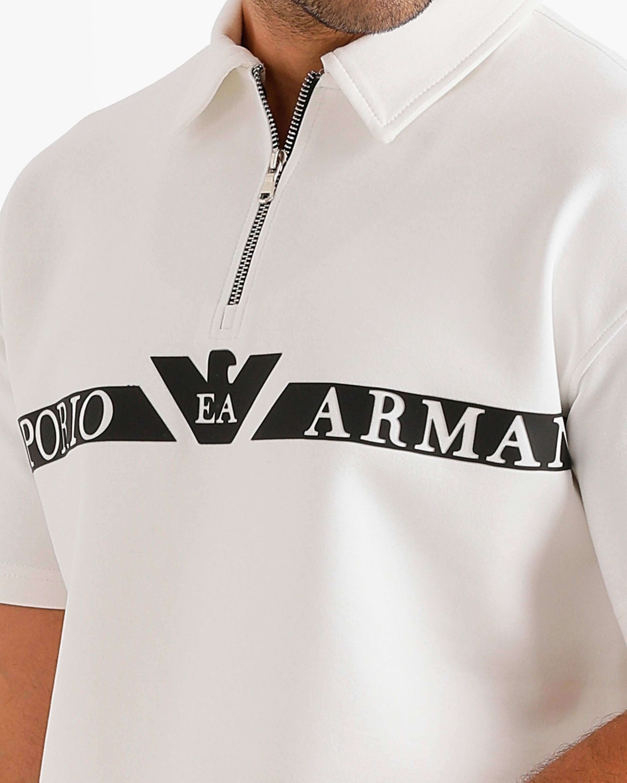Logo Band Polo & Pants Set - White | ONZE Egypt