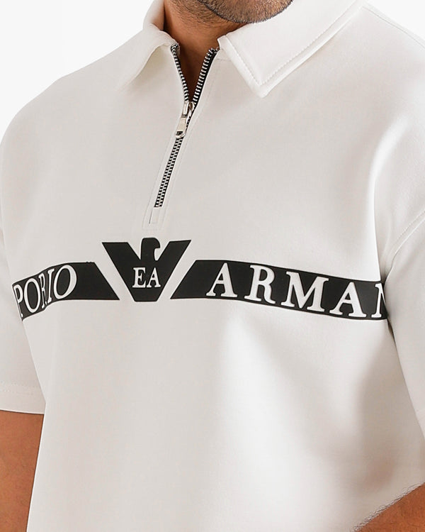 Logo Band Polo & Pants Set - White | ONZE Egypt