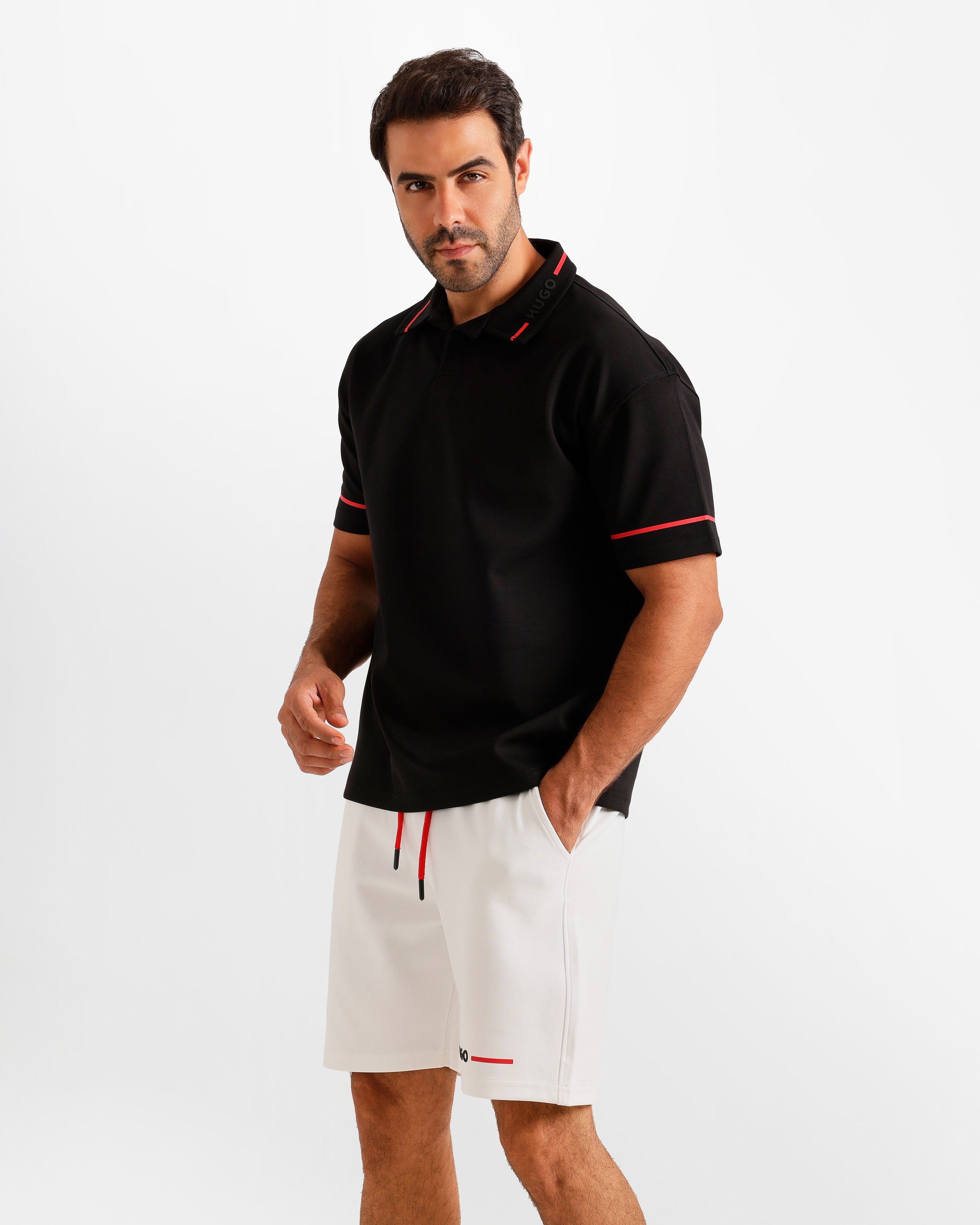 Signature Collar Polo Set - Black | ONZE Egypt
