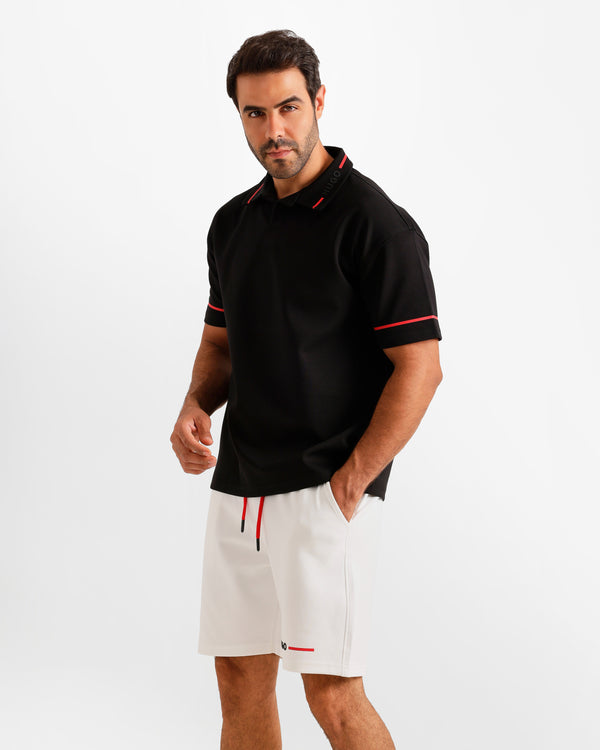 Signature Collar Polo Set - Black | ONZE Egypt