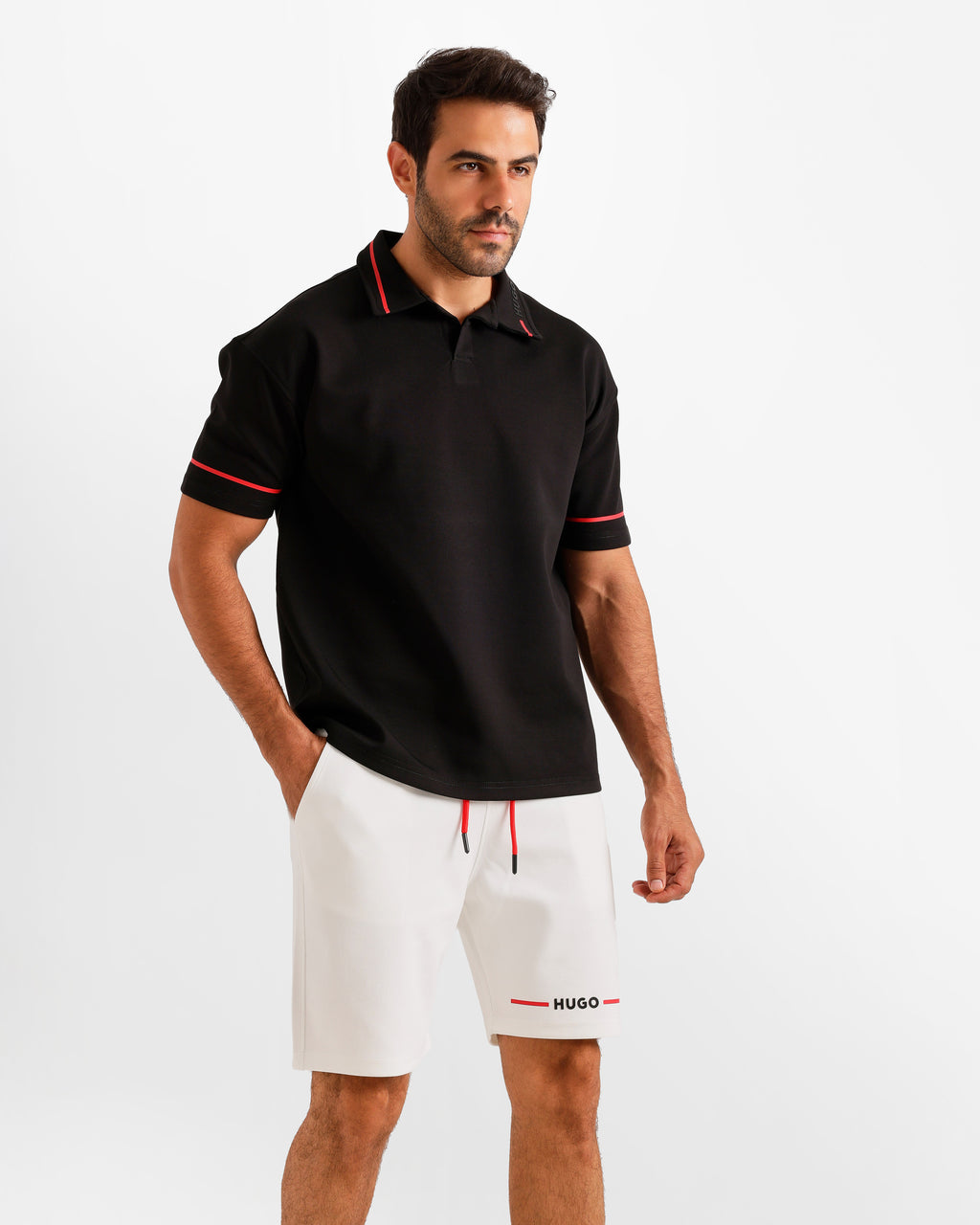 Signature Collar Polo Set - Black | ONZE Egypt
