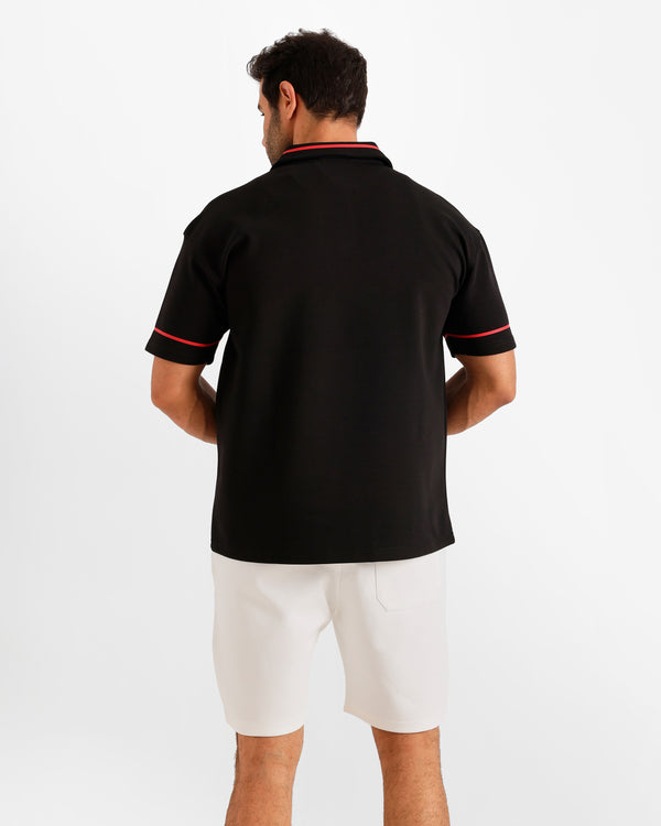 Signature Collar Polo Set - Black | ONZE Egypt