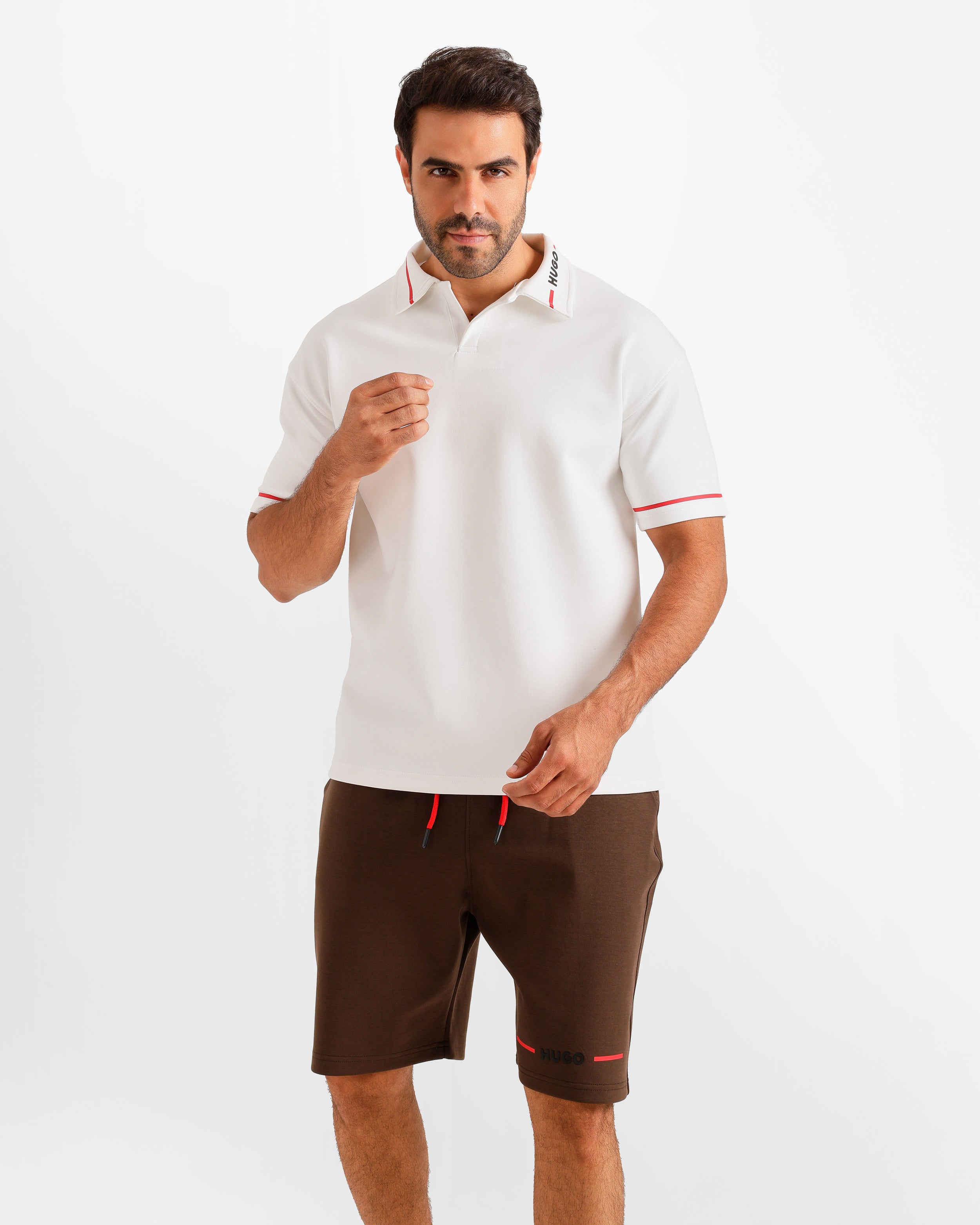 Signature Collar Polo Set - White | ONZE Egypt