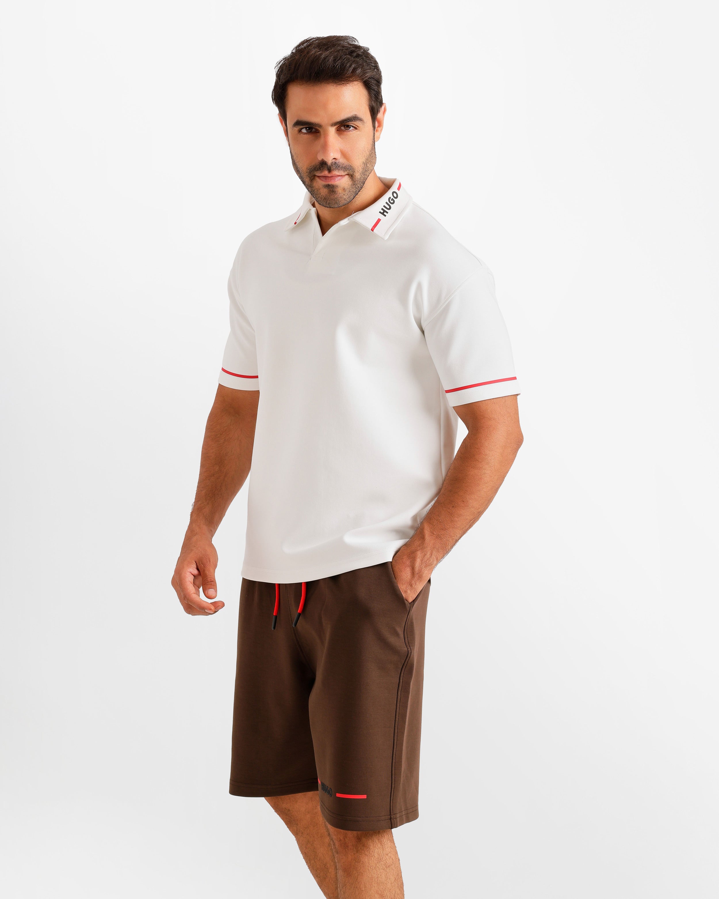 Signature Collar Polo Set - White | ONZE Egypt