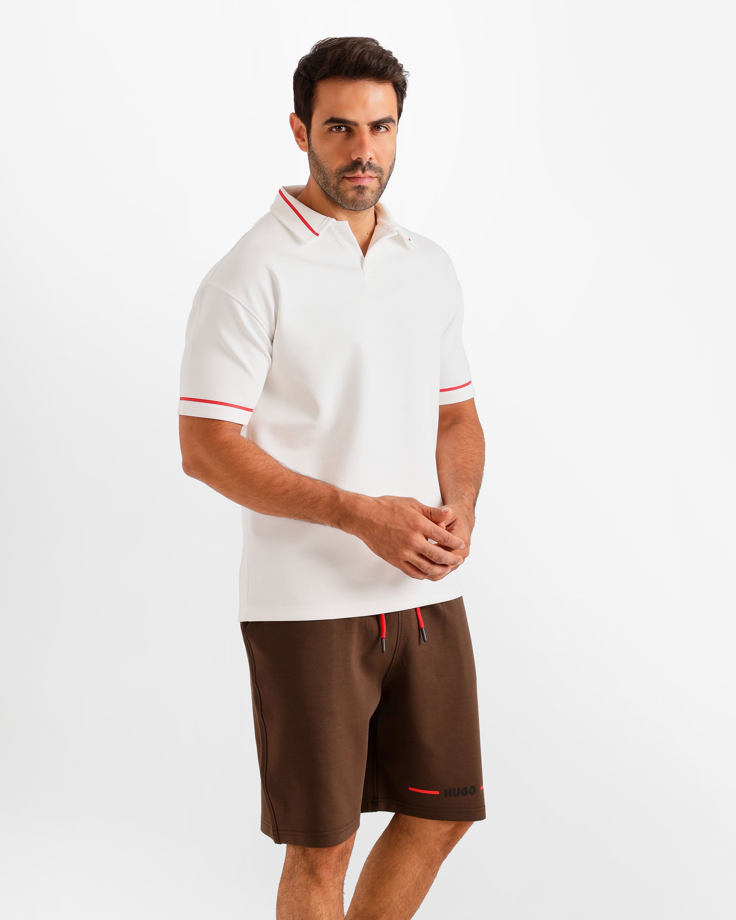 Signature Collar Polo Set - White | ONZE Egypt
