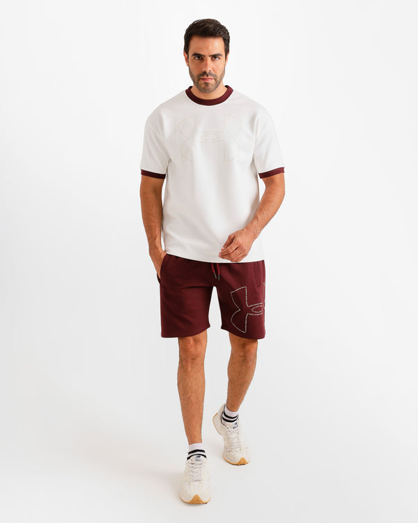 Contrast Neck Casual Shorts Set - Brown | ONZE Egypt