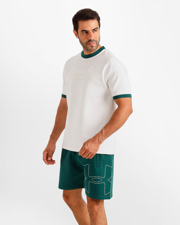 Contrast Neck Casual Shorts Set - Teal | ONZE Egypt