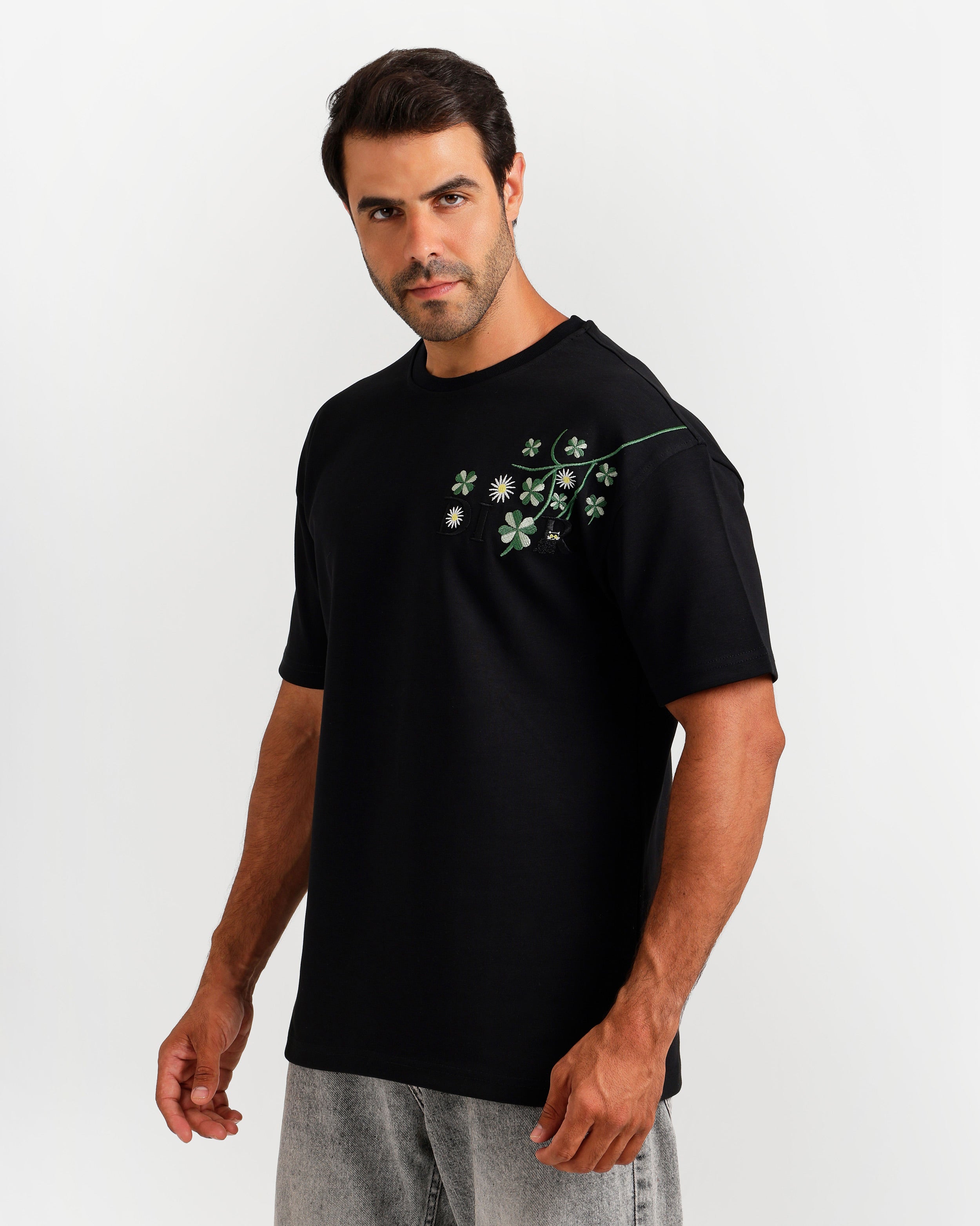 Floral Embroidery Streetwear T-Shirt Secondary image