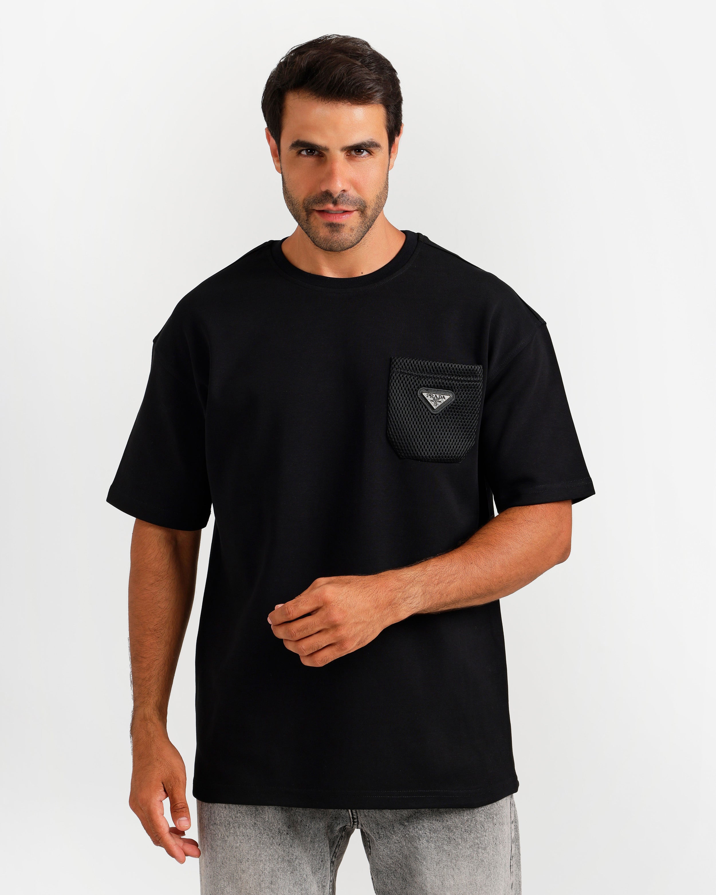 Mesh Pocket Streetwear T-Shirt - Black | ONZE Egypt Main image