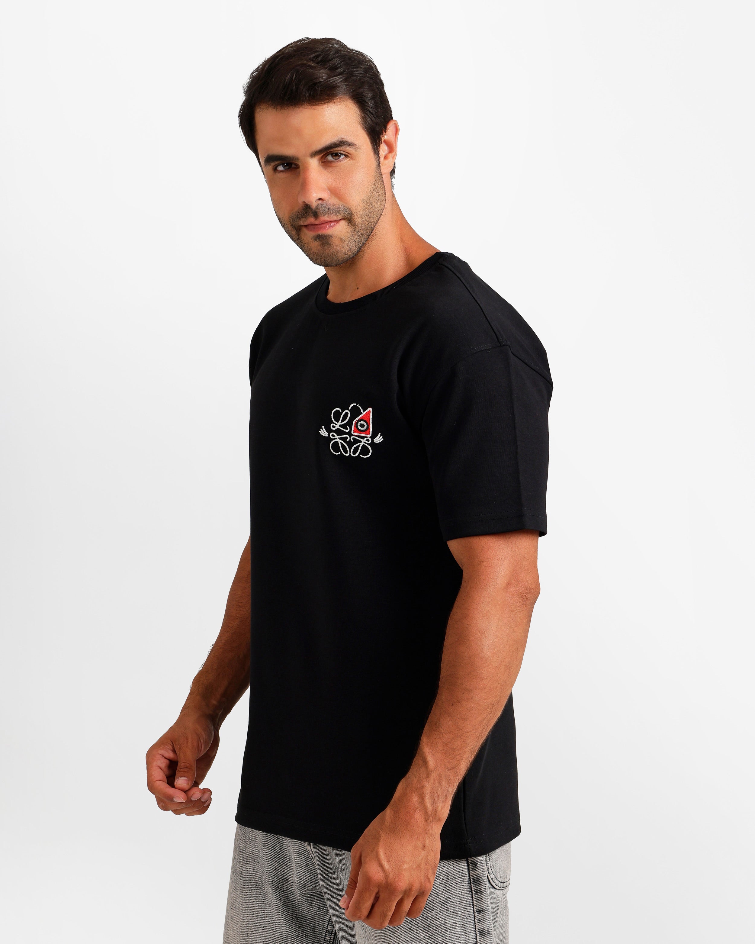 Floral Embroidered Chest Graphic T-Shirt Secondary image