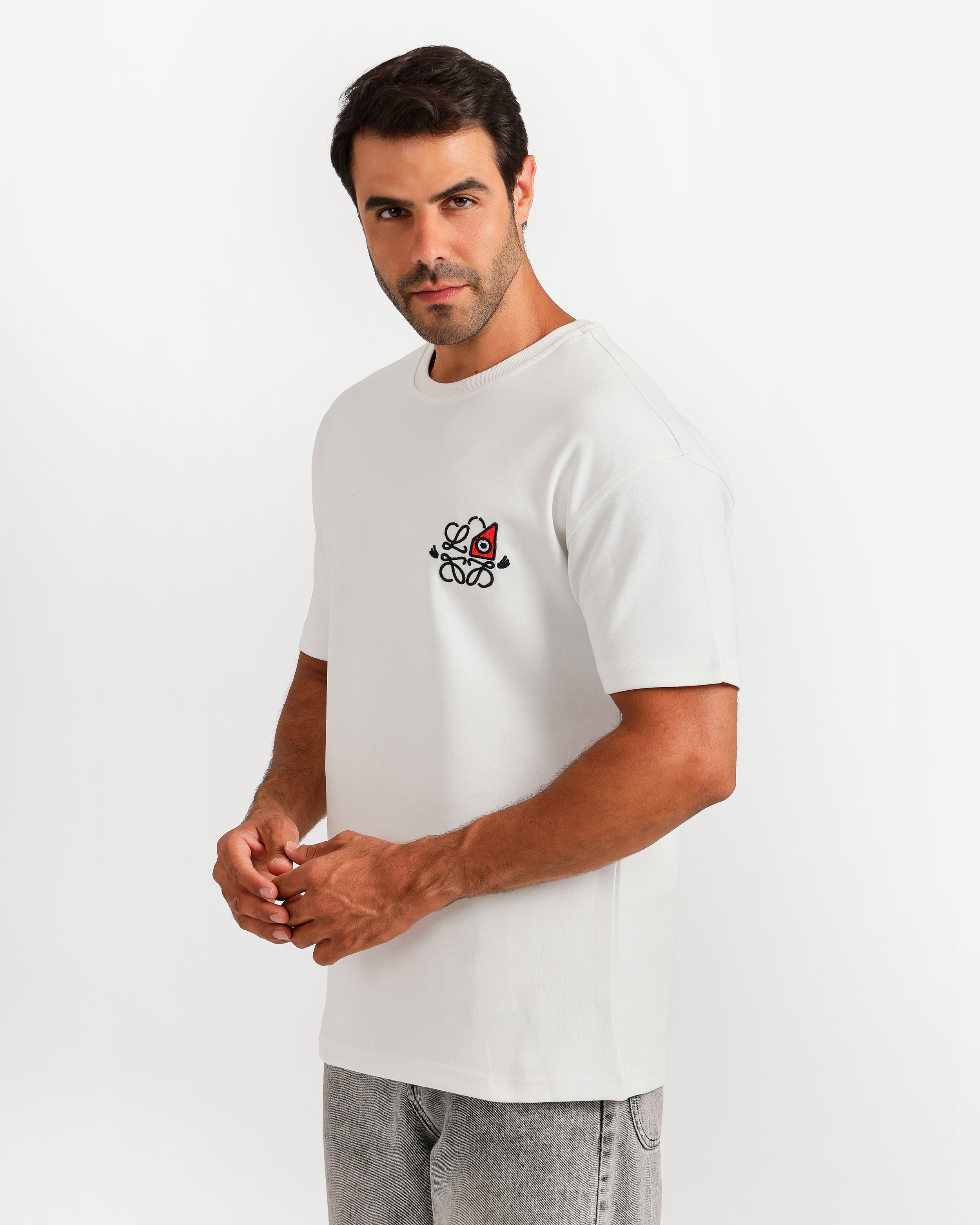 Floral Embroidered Chest Graphic T-Shirt Secondary image