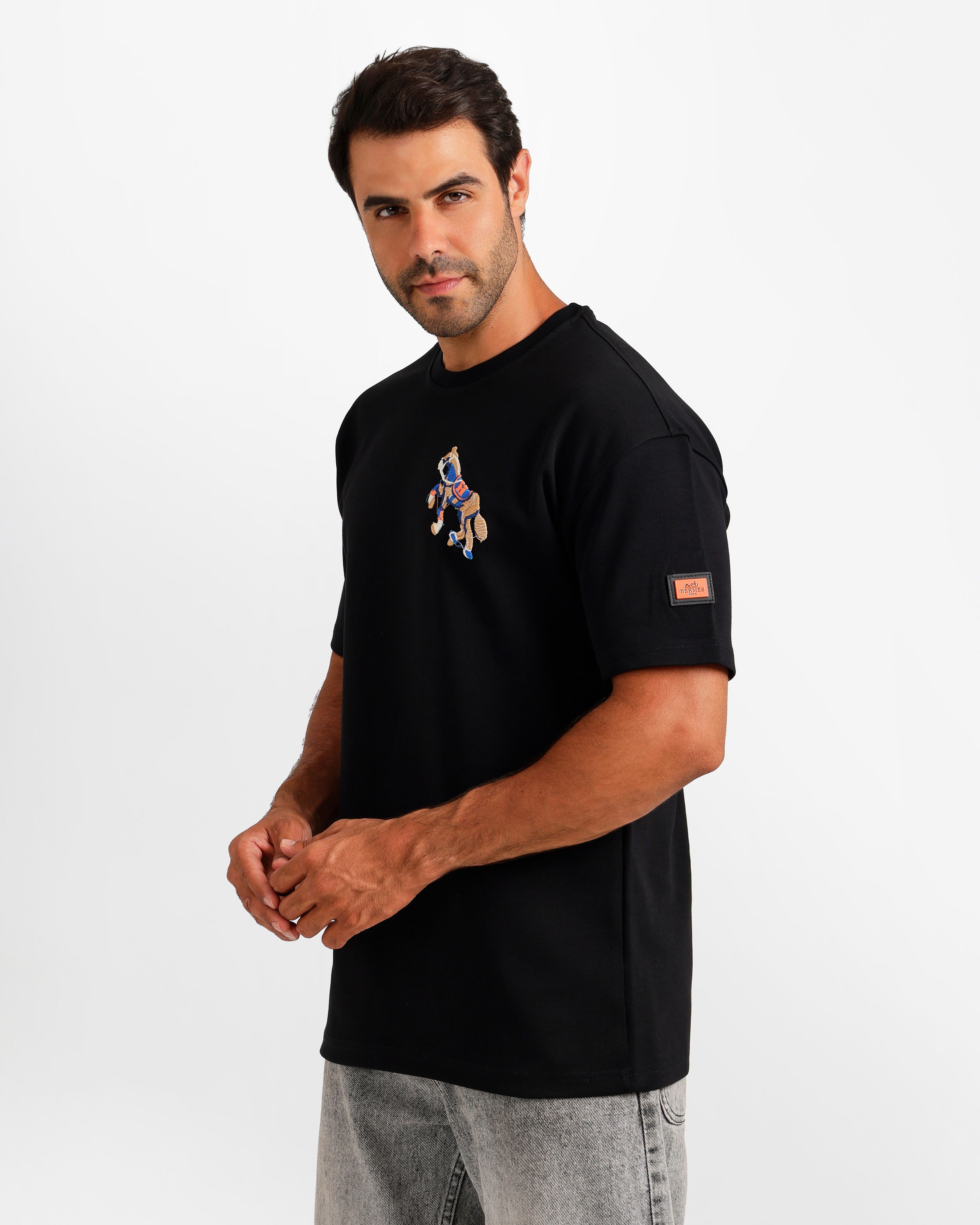 Equestrian Embroidery Streetwear T-Shirt Secondary image