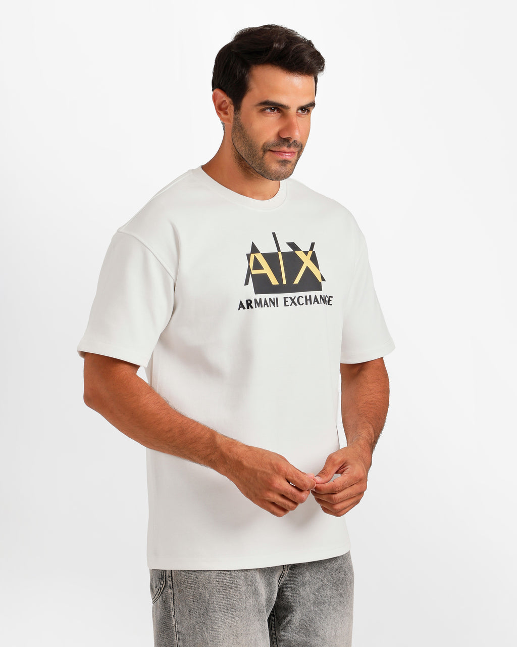 Bold Front Graphic Relaxed Fit T-Shirt - White | ONZE Egypt