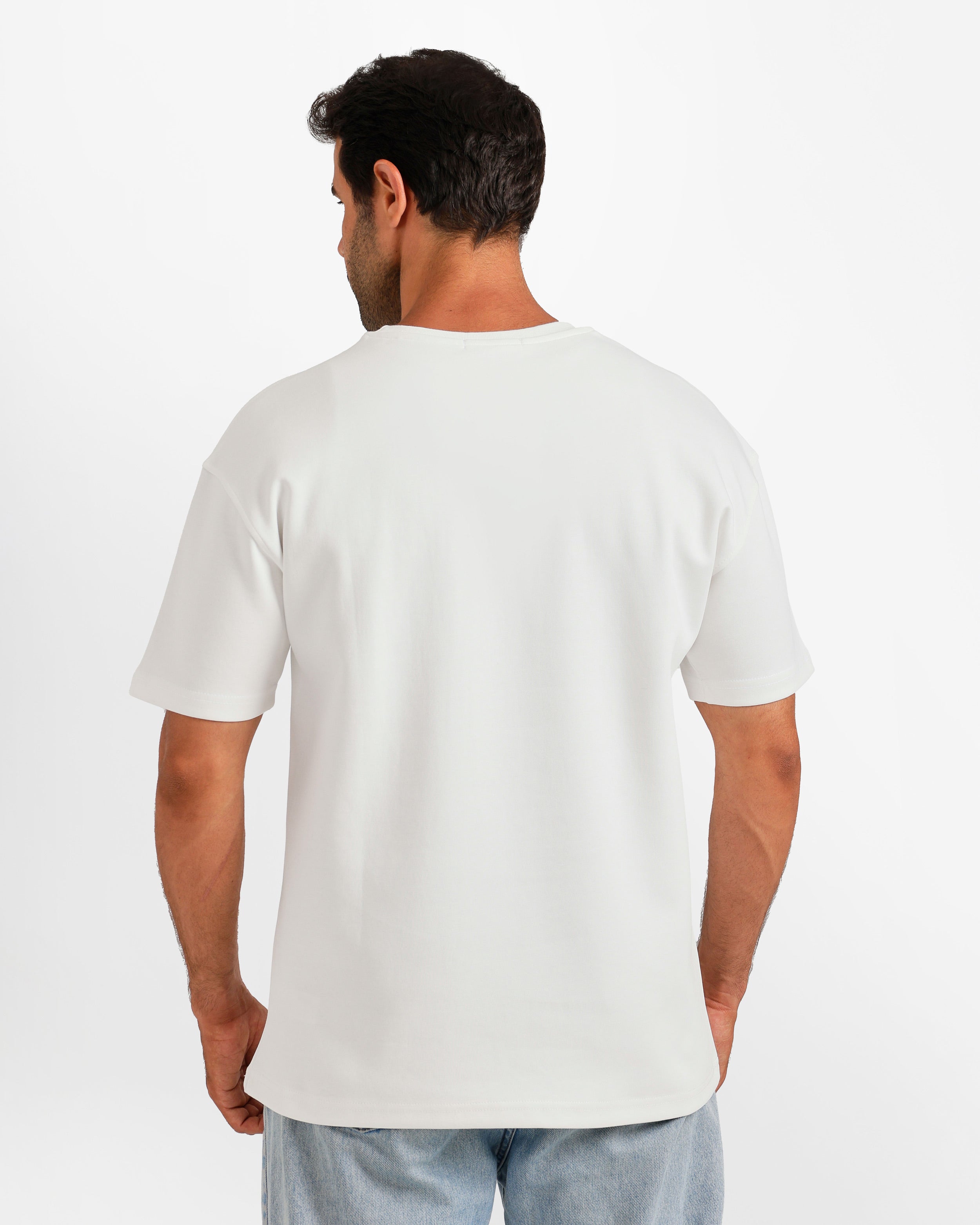 Floral Crest Detail T-Shirt - White | ONZE Egypt