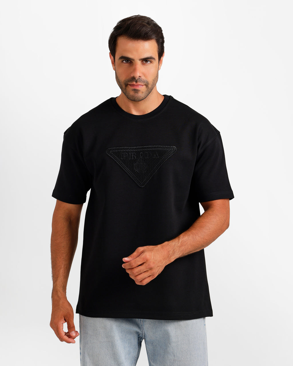 Triangle Patch Streetwear T-Shirt - Black | ONZE Egypt