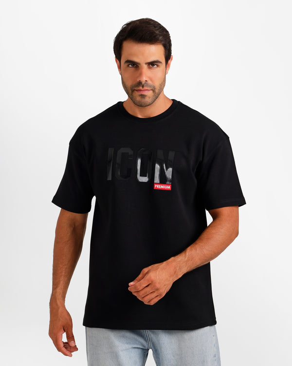 Bold Typography Graphic T-Shirt - Black | ONZE Egypt