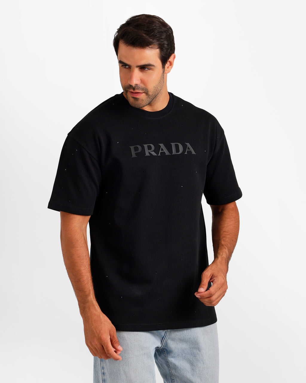 Minimal Dot Pattern Typography T-Shirt - Black | ONZE Egypt
