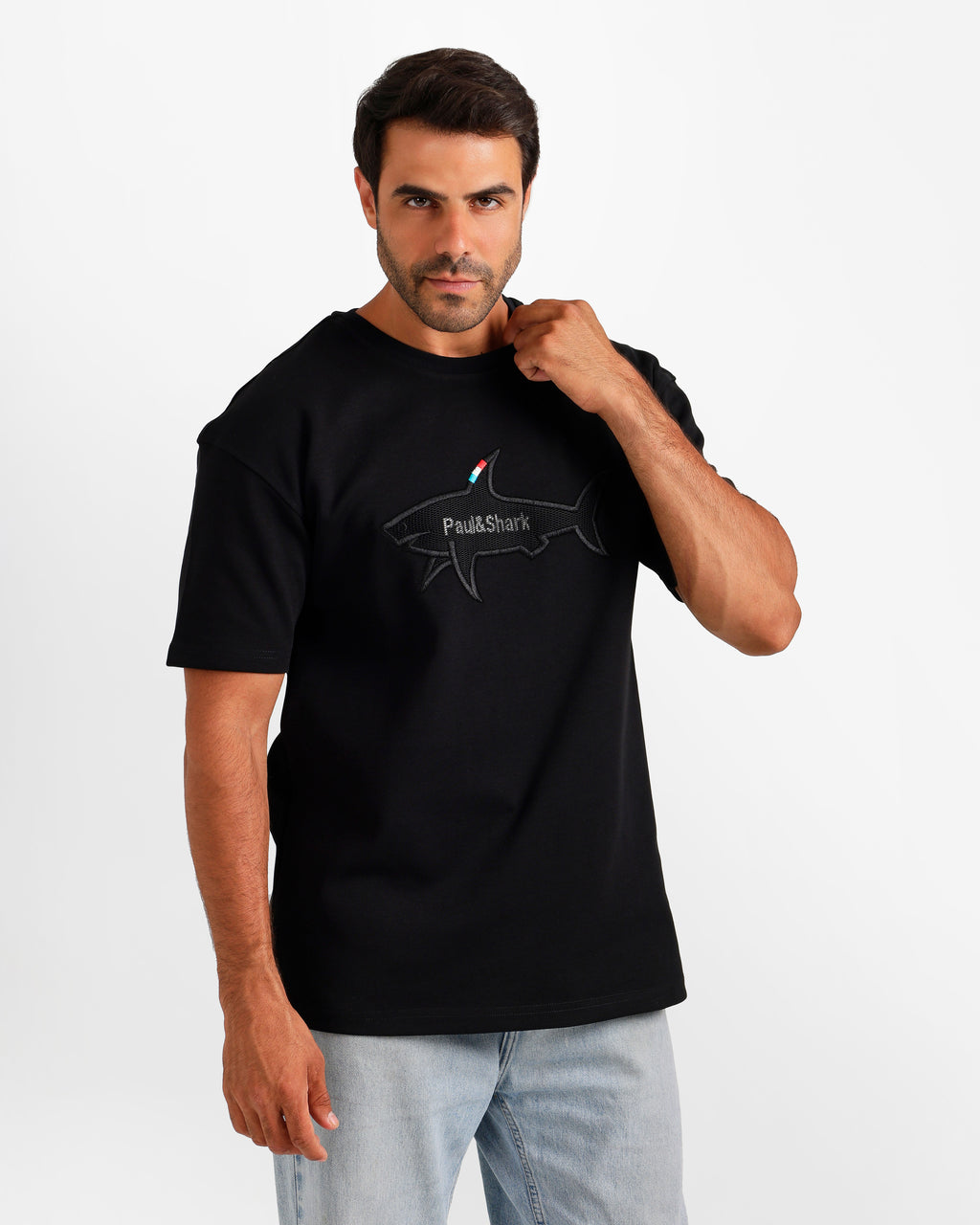 Shark Outline Graphic T-Shirt - Black | ONZE Egypt