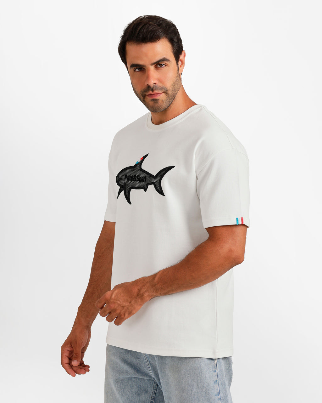 Shark Outline Graphic T-Shirt - White | ONZE Egypt
