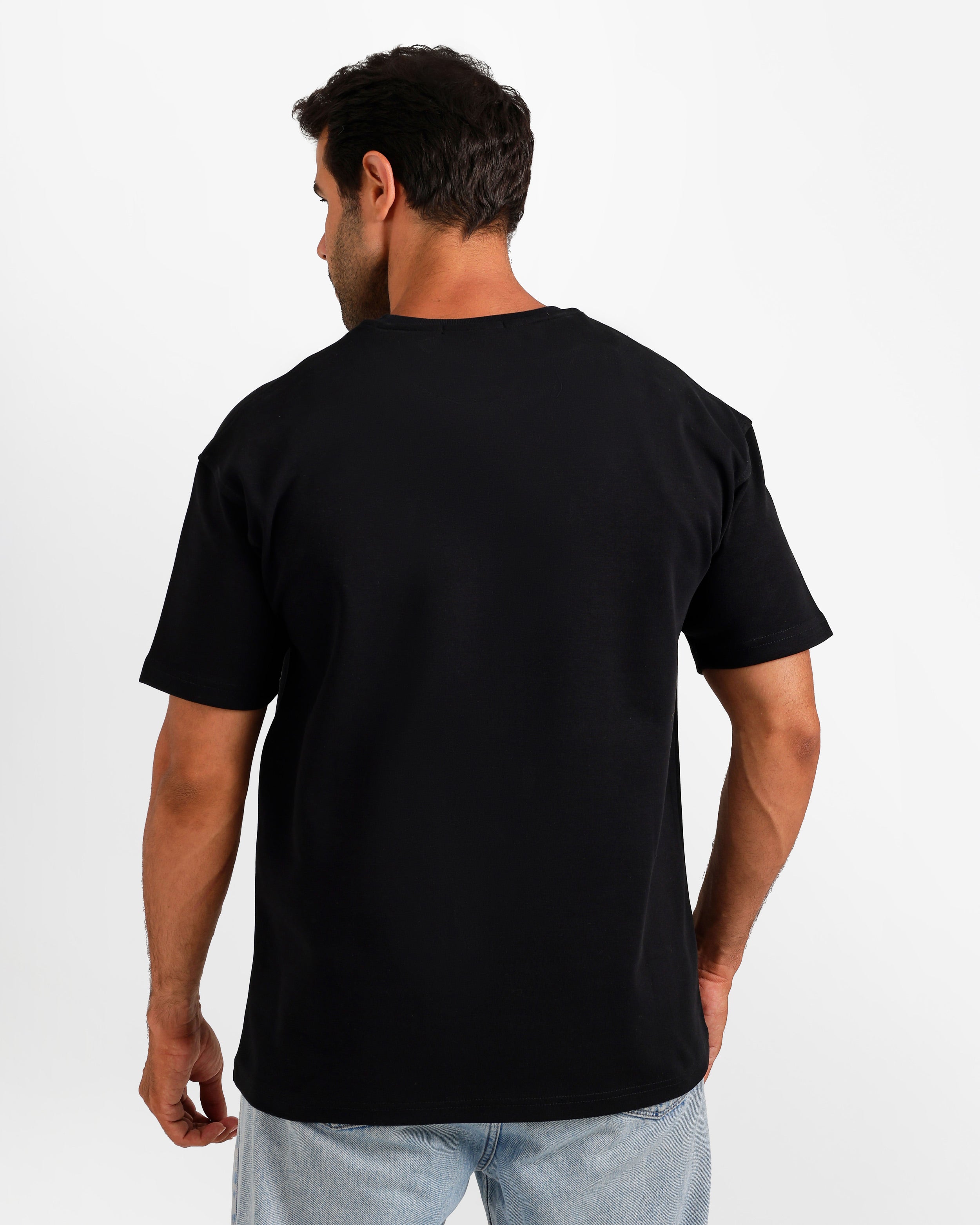 Bird Motif Graphic T-Shirt - Black | ONZE Egypt
