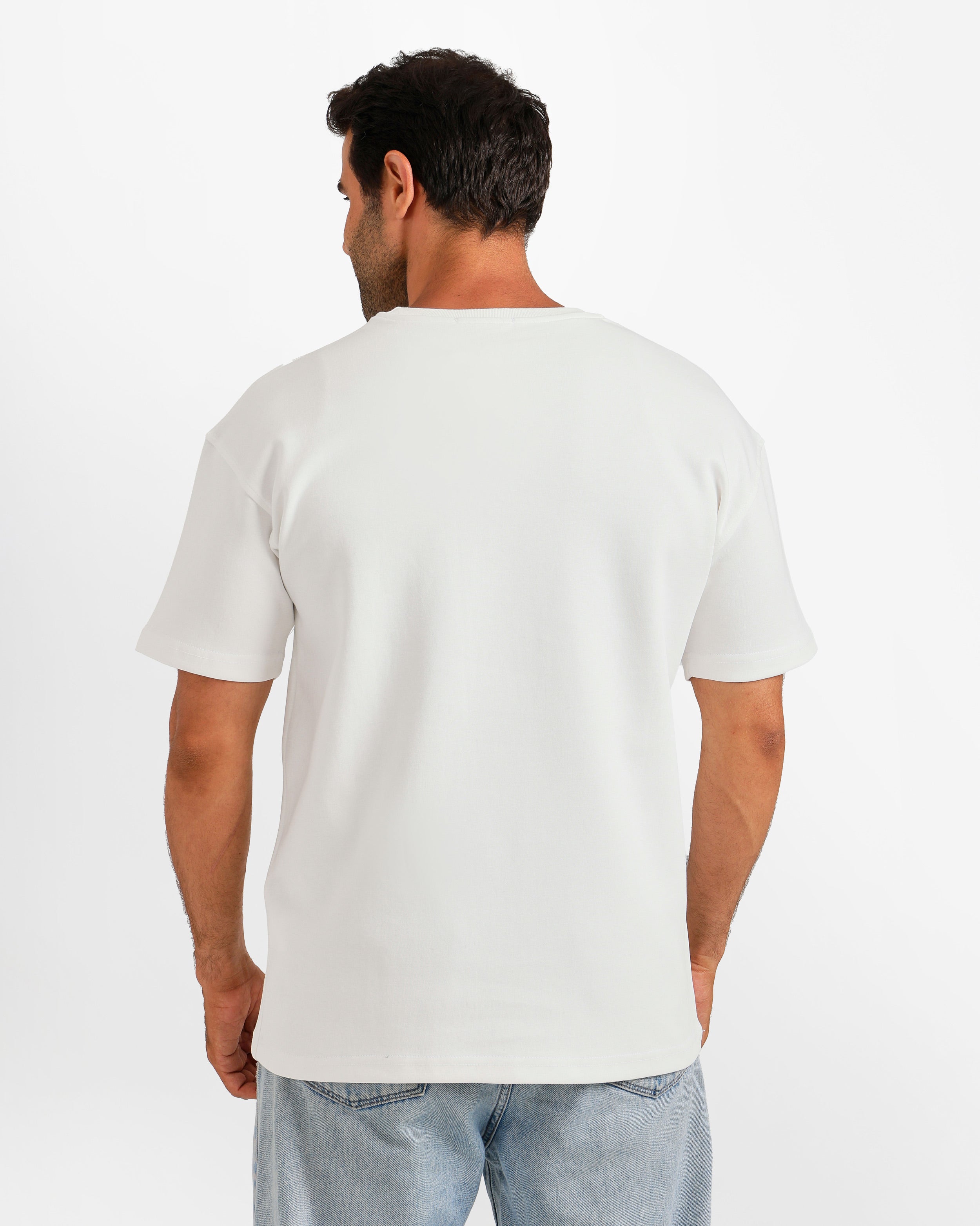 Bird Motif Graphic T-Shirt - White | ONZE Egypt